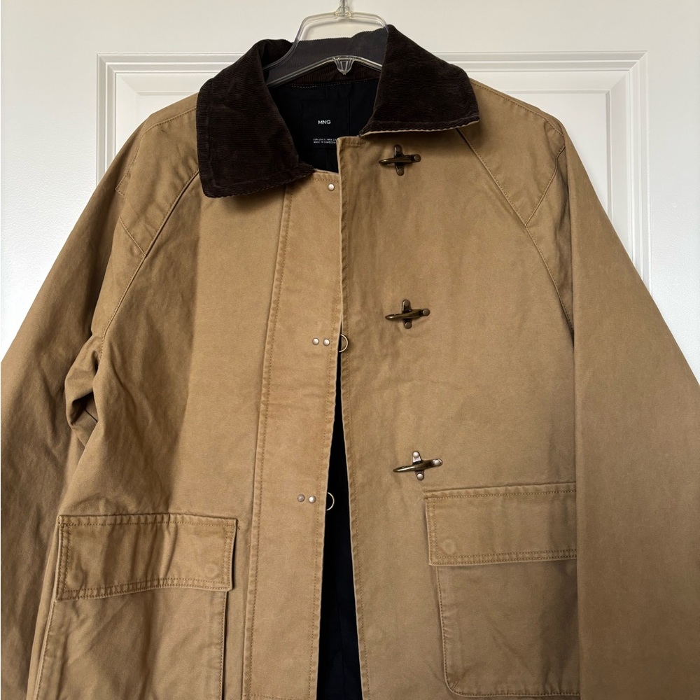 Mango Tan Utility Jacket with Dark Collar